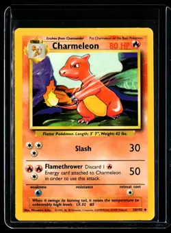 1999 TCG Pokemon #24/102 Charmeleon Non Holo Unlimited Base Set - Image 1