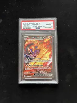 2025 POKEMON DRI EN-DESTINED RIVALS #229 TEAM ROCKET'S MOLTRES EX PSA 10 - Image 1