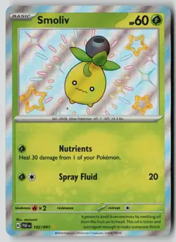 Smoliv 102/091 Shiny Rare Paldean Fates Pokemon NM - Image 1