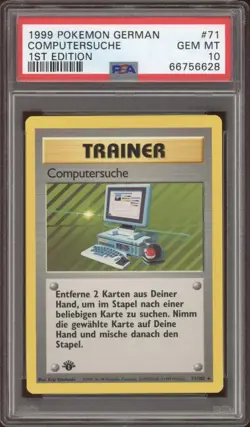 1999 Pokemon GERMAN 1st Edition Base Set Computersuche 71/102 PSA 10 GEM MINT - Image 1
