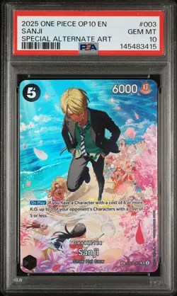 2025 ONE PIECE OP10-ROYAL BLOOD SPECIAL ALTERNATE ART #003 SANJI PSA 10 - Image 1