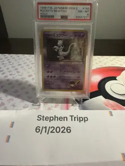 PSA 8 Rockets Mewtwo Japanese Holo Vintage Gym 2 #150 Pokemon Card NM-MT - Image 1