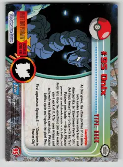 Onix #95 Topps Trading Cards Series 2 Pokemon LP - Image 2