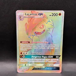 Pokemon Card - Lycanroc GX (Secret) Guardians Rising 156/145 Holo Secret Rare - Image 1