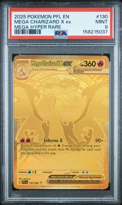PSA 9 Mega Charizard X ex 130/094 Me02 Phantasmal Flames Mega Hyper Rare EN #2 - Image 1