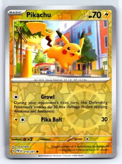 Pikachu 018/091 Common Paldean Fates Pokemon Reverse Holo Near Mint - Image 1