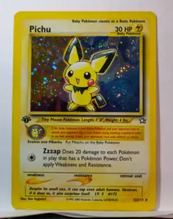 Pokemon TCG Pichu Neo Genesis Holo Rare 12/111 1st Edition Moderately Played - Image 1