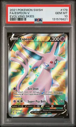 2021 POKEMON SWORD & SHIELD EVOLVING SKIES #179 FULL ART/ESPEON V PSA 10 - Image 1