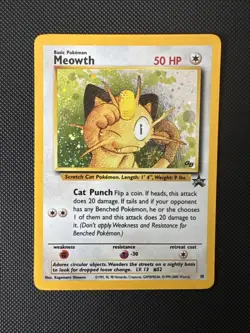 [LP] Meowth GB Game Boy Promo #10 Holo WOTC Black Star 2000 LP Pokemon SWIRL - Image 1