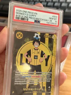 MONKEY D. LUFFY BVB X ONE PIECE MATCH DAY '25 ONE PIECE PROMOS 2025 003 PSA 10 - Image 4