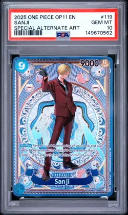 PSA 10 SANJI 119 SP OP11 A FIST OF DIVINVE SPEED ENGLISH ONE PIECE 😍 - Image 1
