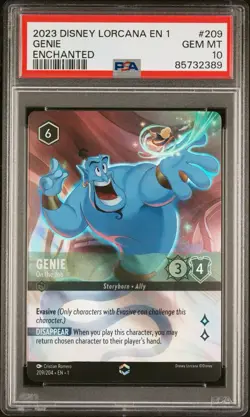 2023 DISNEY LORCANA EN 1-THE FIRST CHAPTER ENCHANTED GENIE - ON THE JOB PSA 10 - Image 1