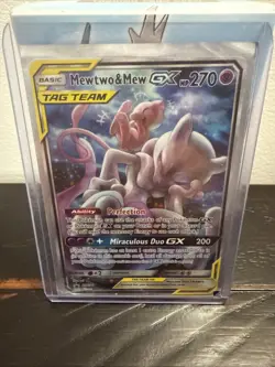 Pokemon Mewtwo and Mew GX SM191 Tag Team Sun & Moon Promo Card NM Condition - Image 1