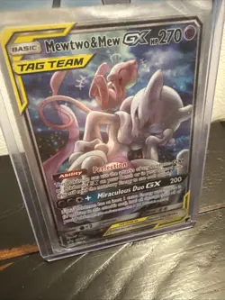 Pokemon Mewtwo and Mew GX SM191 Tag Team Sun & Moon Promo Card NM Condition - Image 2