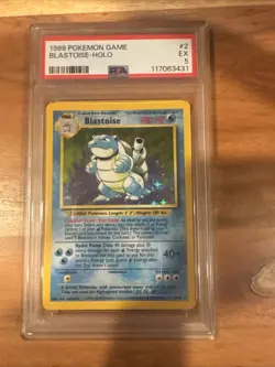 Pokemon TCG Blastoise Holo Unlimited Rare Card Base Set 2/102, PSA 5 - Image 1