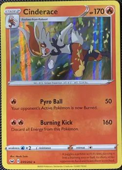 Cinderace 035/202 Swsh01: Sword & Shield Holo - Pokemon Card - Image 1