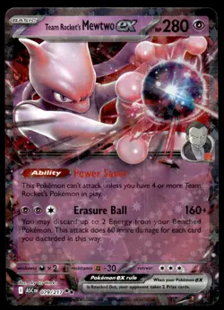 Pokemon TCG Ascended Heros #079/217 Team Rocket's Mewtwo ex NM - Image 1