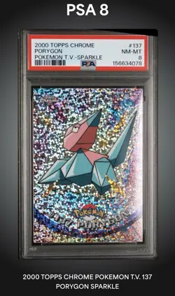 Topps Pokemon TCG 2000 Topps Chrome Pokemon T.V. Porygon #137 Sparkle PSA 8 - Image 1