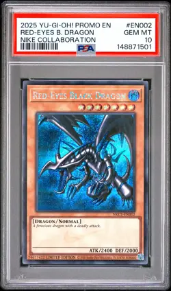 2025 YU-GI-OH! NIKE COLLABORATION PROMO #EN002 RED-EYES BLACK DRAGON PSA 10 - Image 1