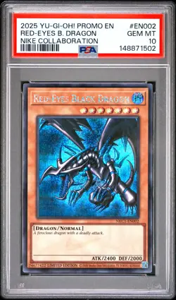 2025 YU-GI-OH! NIKE COLLABORATION PROMO #EN002 RED-EYES BLACK DRAGON PSA 10 - Image 1