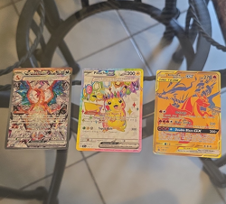 Pokemon TCG 3-Card Lot Charizard ex + Pikachu ex + Reshiram & Charizard GX Holo - Image 1