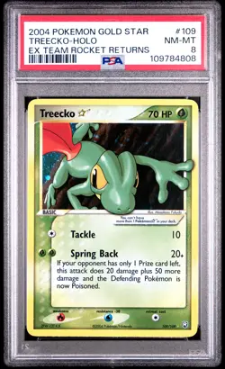 2004 POKEMON EX TEAM ROCKET RETURNS GOLD STAR #109 TREECKO-HOLO PSA 8 - Image 1