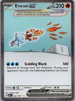Eiscue ex 222/197 Special Illustration Rare SV03: Obsidian Flames LP+ Pokemon - Image 1