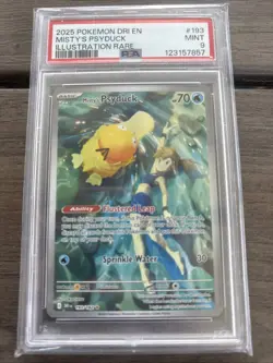 Pokemon Misty's Psyduck 193/182 Sv10 Destined Rivals PSA 9 IR Holo EN 2025 - Image 1