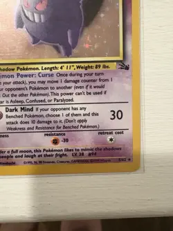 Pokemon TCG Gengar Fossil Holo Rare 5/62 - Image 4