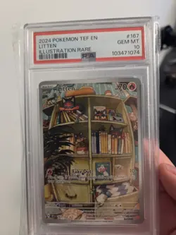 2024 POKEMON TEF EN-TEMPORAL FORCES ILLUSTRATION RARE #167 LITTEN PSA 10 - Image 1