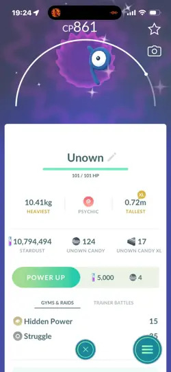 Pokemon Go Shiny Unown P - Image 1