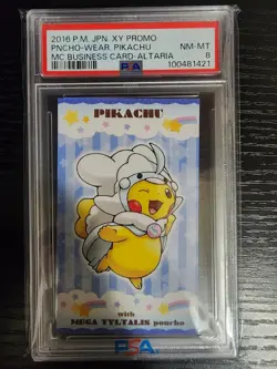 Poncho-Wearing Pikachu Altaria Pokemon 2016 MC Business Card Japanese PSA 8 - Image 1