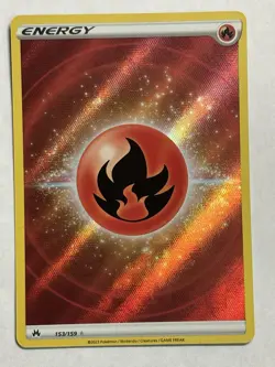 Pokemon TCG Fire Energy 153/159 Textured Reverse Holo Crown Zenith NM/M - Image 1