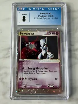 2003 Pokemon Ruby & Sapphire Mewtwo ex 101/109 Holo CGC 8 Double SWIRL 🌀 - Image 1