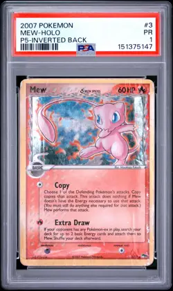 2007 POKEMON POP SERIES 5 INVERTED BACK #3 MEW-HOLO PSA 1 - Image 1
