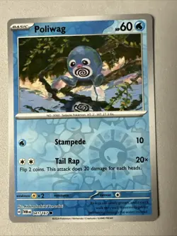 Pokemon TCG * SV Twilight Masquerade * 41/167 Poliwag REVERSE HOLO Common * NM - Image 1