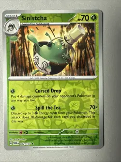 Pokemon TCG * SV Twilight Masquerade * 22/167 Sinistcha REVERSE HOLO Rare * NM - Image 1