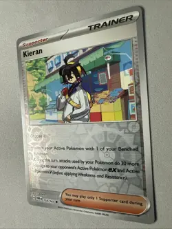 Pokemon TCG * SV Twilight Masquerade * 154/167 Kieran REVERSE HOLO Uncommon * NM - Image 2