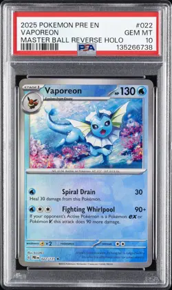 2025 POKEMON PRE EN-PRISMATIC EVOLUTIONS #022 VAPOREON PSA 10 - Image 1