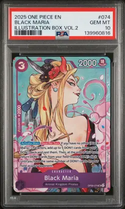 2025 ONE PIECE PROMOS ILLUSTRATION BOX VOL.2 #074 BLACK MARIA PSA 10 - Image 1