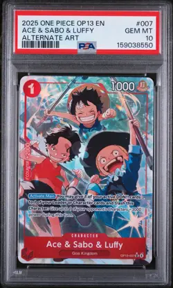 2025 ONE PIECE OP13-CARRYING ON HIS WILL ALTERNATE ART ACE & SABO & LUFFY PSA 10 - Image 1