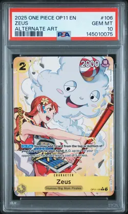 2025 ONE PIECE OP11-A FIST OF DIVINE SPEED ALTERNATE ART #106 ZEUS PSA 10 - Image 1