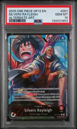 2025 ONE PIECE OP12-LEGACY OF THE MASTER ALTERNATE ART SILVERS RAYLEIGH PSA 10 - Image 1