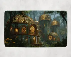 Steampunk Selesnya Themed Playmat | Unofficial MTG Mat | TCG Playmat - Image 1