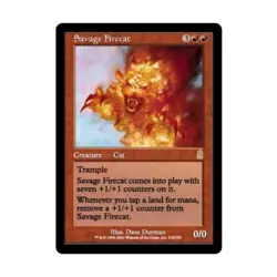 WOTC MtG Odyssey Savage Firecat (R) (Foil) NM - Image 1