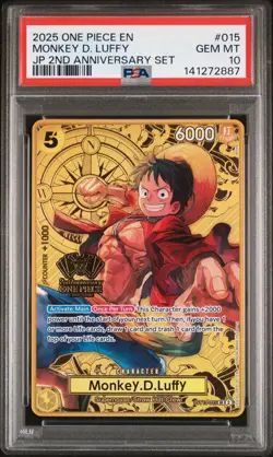 2025 ONE PIECE JAPANESE 2ND ANNIVERSARY SET #015 MONKEY D. LUFFY PSA 10 - Image 1
