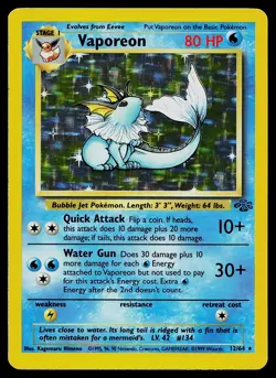 Pokemon Card - Vaporeon Jungle 12/64 Holo Rare - Image 1