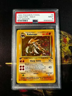 Kabutops 9/62 Fossil Holo 1st Edition Pokemon Card TCG PSA 9 - Image 2