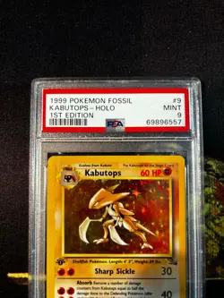 Kabutops 9/62 Fossil Holo 1st Edition Pokemon Card TCG PSA 9 - Image 4