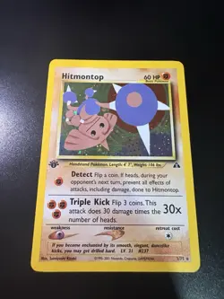 1st Edition Hitmontop Holo 3/75 Neo Discovery Rare WOTC Vintage Pokemon Card - Image 1